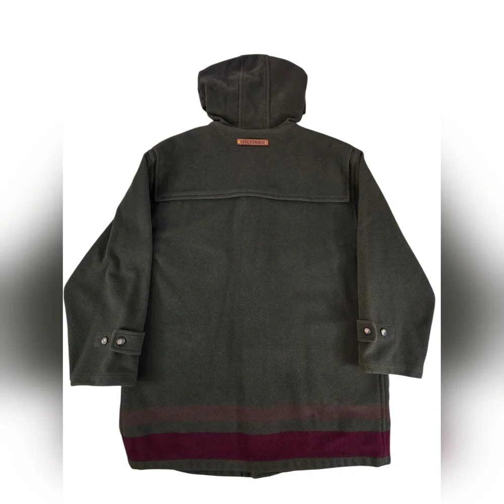 Vintage 90s Tommy Hilfiger Wool Duffle Coat Hooded Toggle Jacket XL